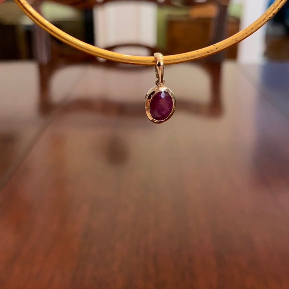 Stella&Dot Vintage Gold Garnet Red January Birthstone Charm Stamped Signed .925